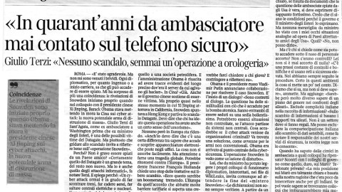 << IN QUARANT'ANNI DA AMBASCIATORE MAI CONTATO SUL TELEFONO SICURO>>